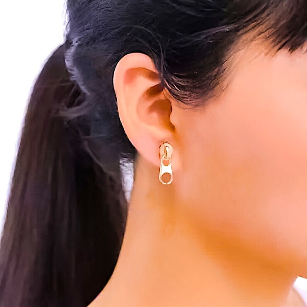 ⚜️[𝟯/$𝟭𝟴]⚜️Black Zipper Simple Earrings NEW - Picture 7 of 11